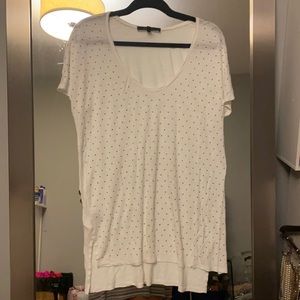 BCBG Maxazria White Short Sleeve T Sz L